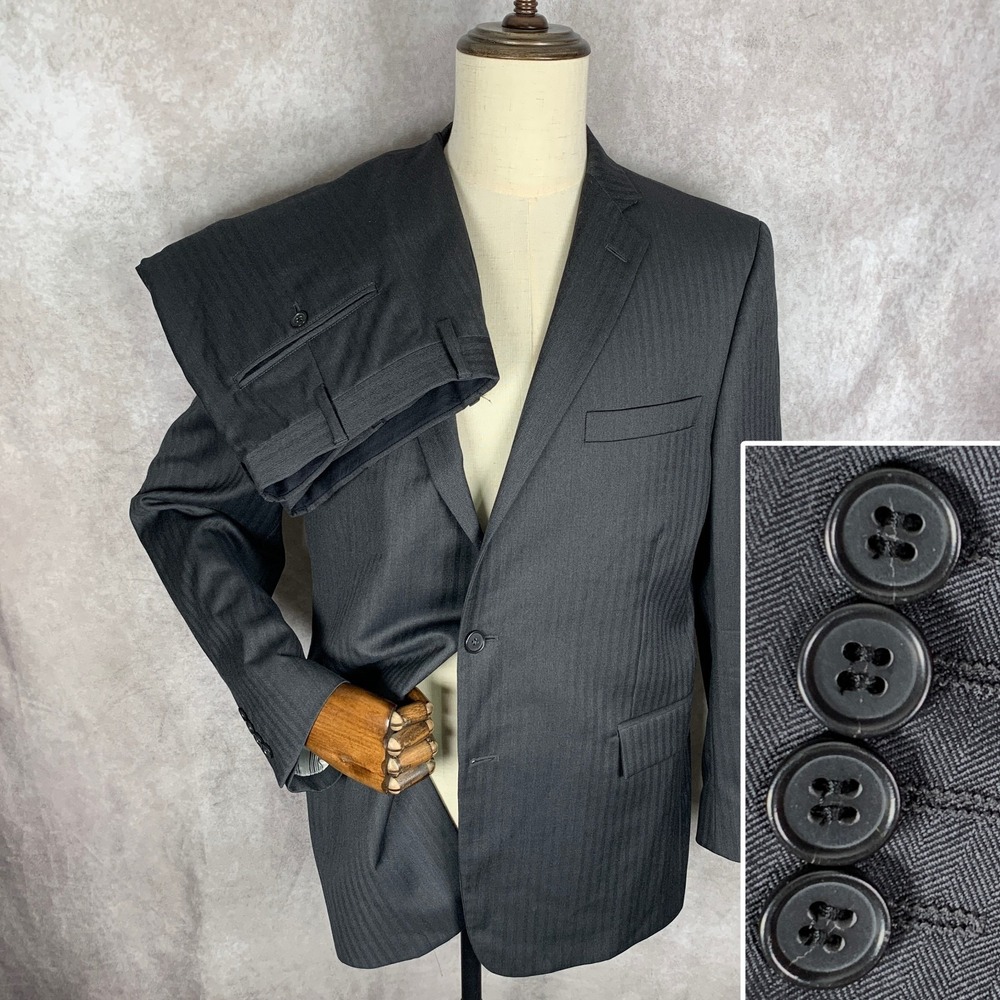 Brooks Brothers 2 Piece Suit Men 43R Gray Vitale Barberis Canonico Wool 35x30 - Picture 1 of 16